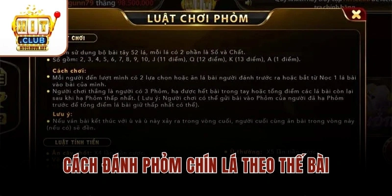 Cách đánh phỏm chín lá theo thế bài